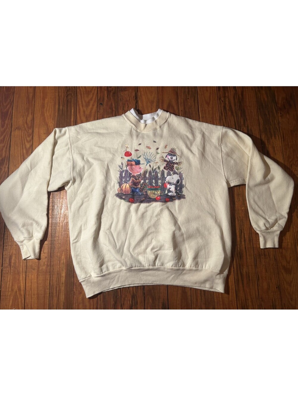 Vintage 90s Peanuts Snoopy Charlie Brown Woodstock Fall Crewneck Sweatshirt XL
